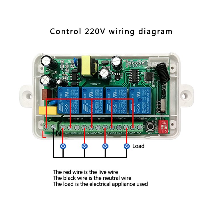 4 Channel 220V Wireless Remote Control Switch 433mhz ON/OFF Wireless Rf Relay Module for Smart Home Lamp & Light