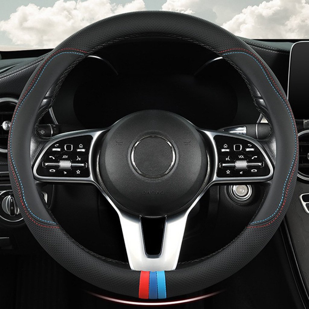 KK Soft Napa Leather Sport Car Steering Wheel Cover Non-Slip for BMW