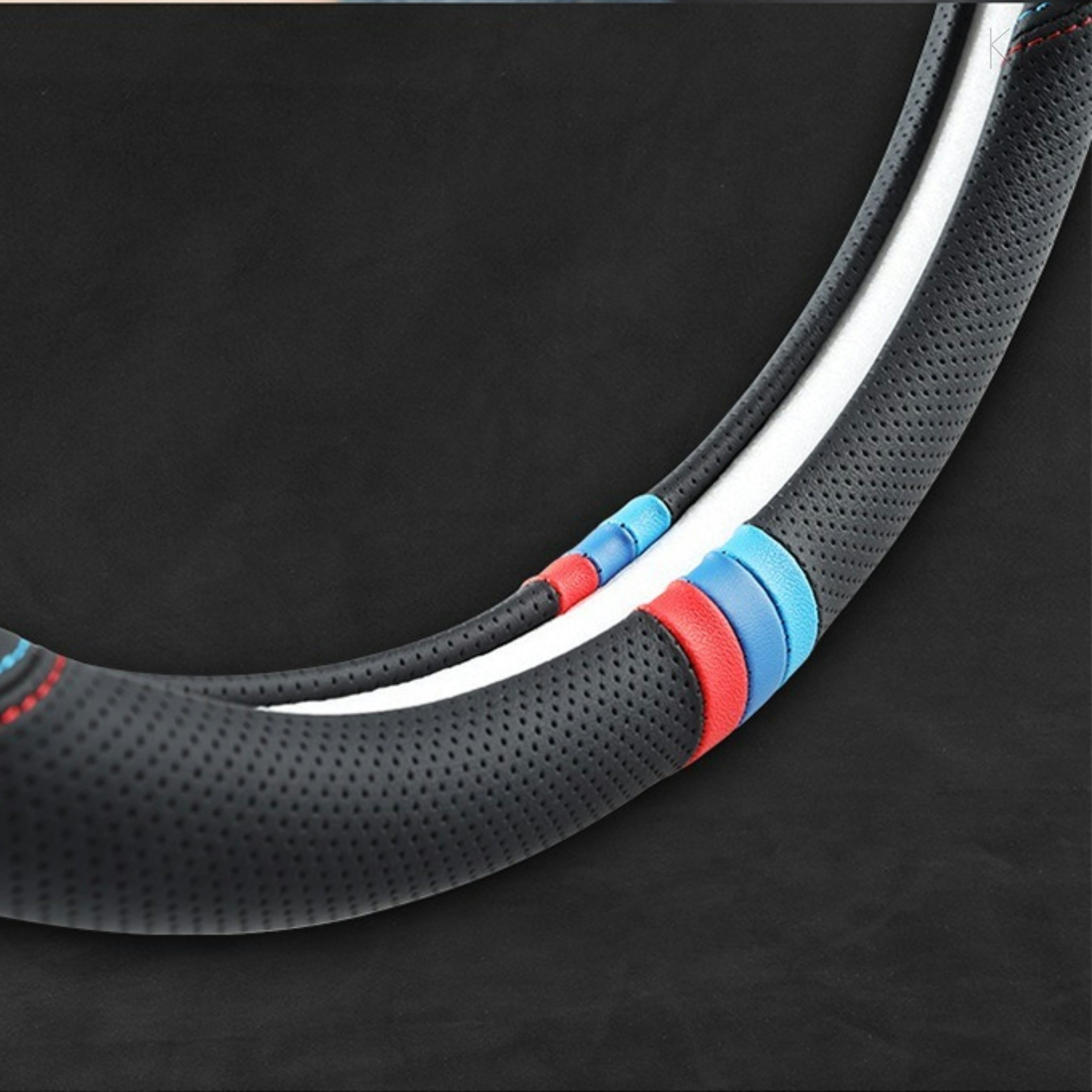 KK Soft Napa Leather Sport Car Steering Wheel Cover Non-Slip for BMW