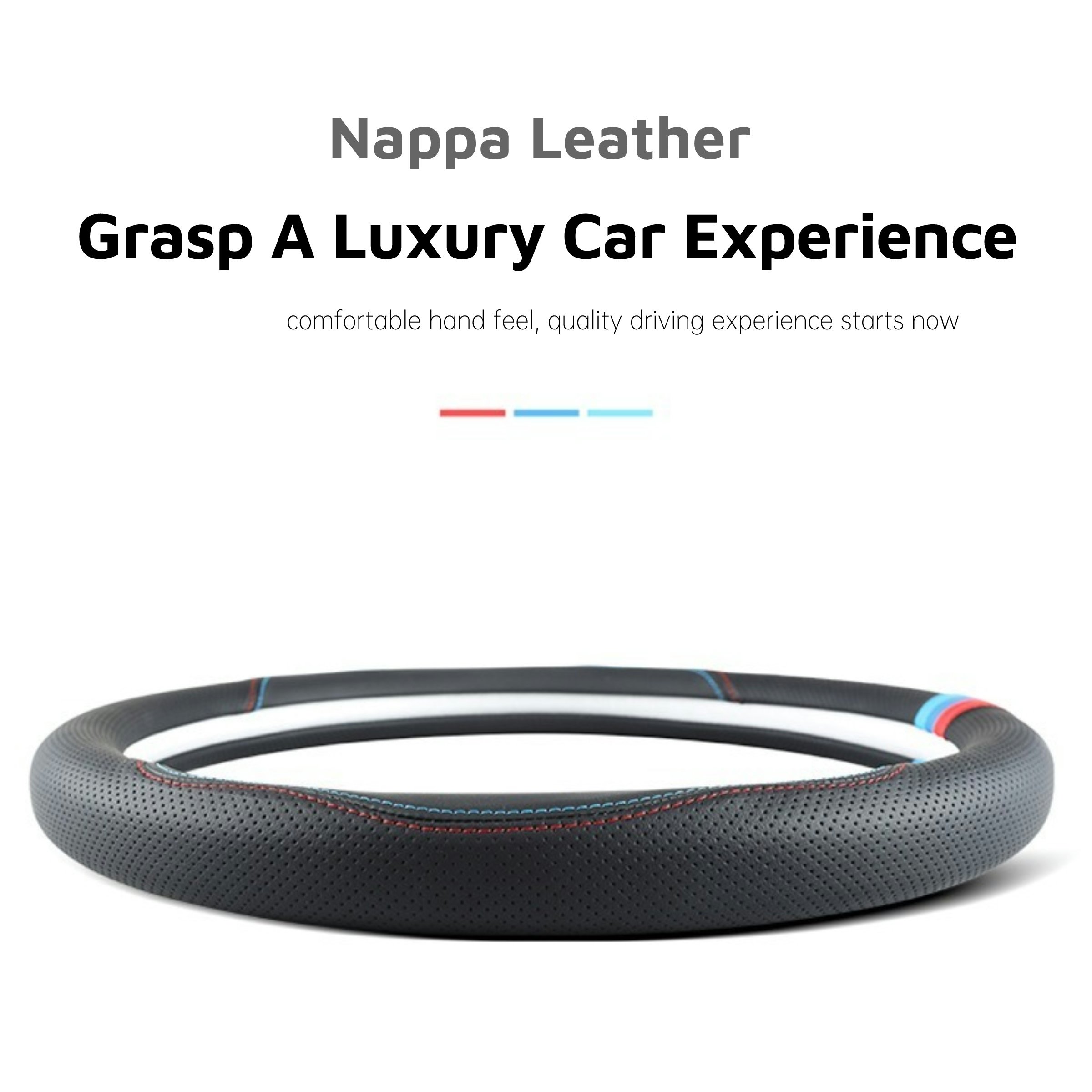 KK Soft Napa Leather Sport Car Steering Wheel Cover Non-Slip for BMW
