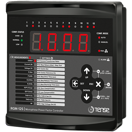 Mono-Phase Power Factor Controller with LED Display Screen 12 Level RGM-12S