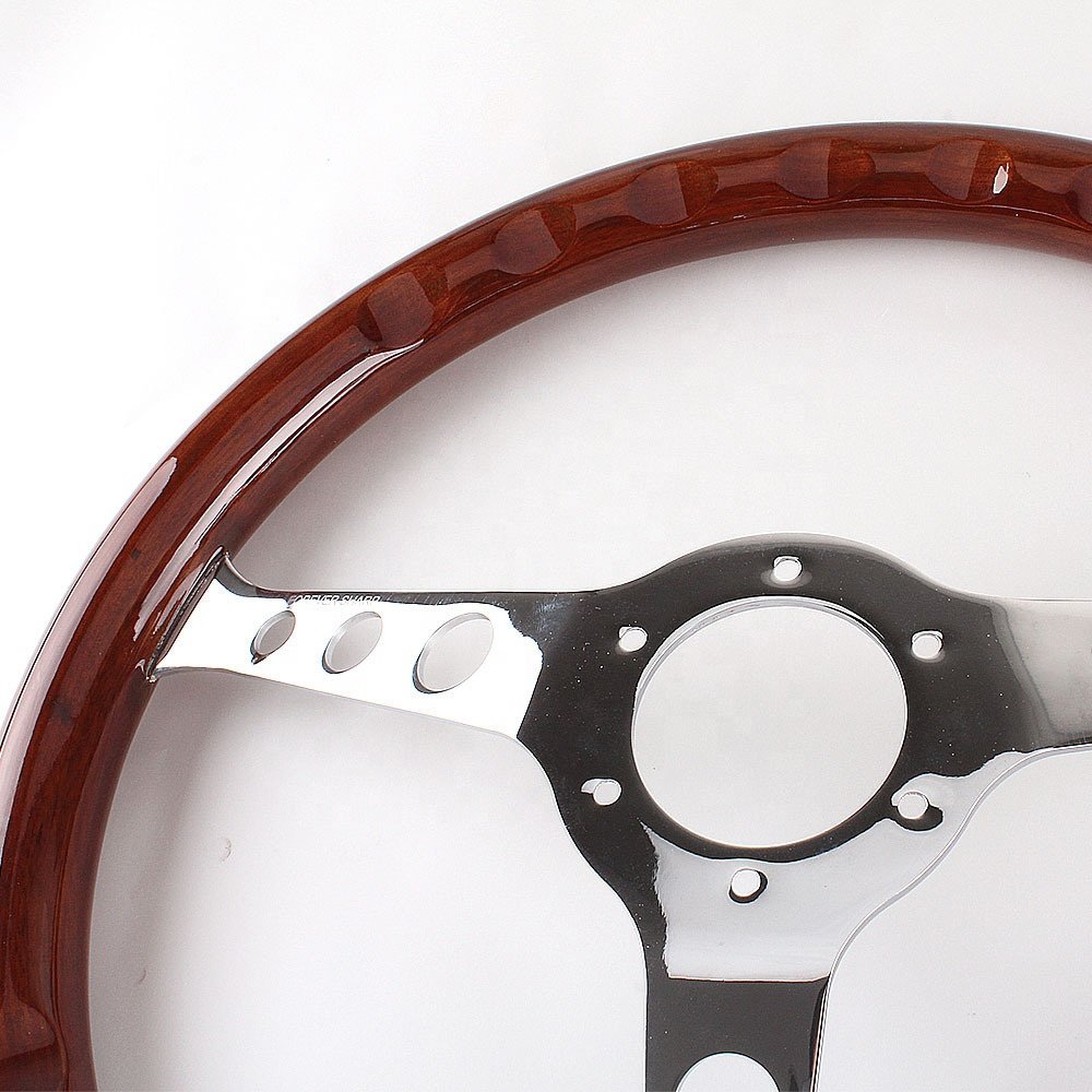 Hot sale15 inch 380mm auto electroplated bracket wood racing car steering wheel