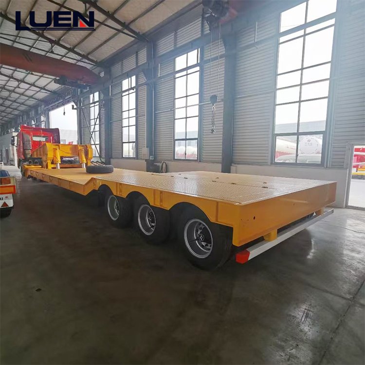 3 Axle 50t-80t Extension Low Bed Lowboy Heavy Truck Trailer Lowbed Semi Trailer with Side Wall