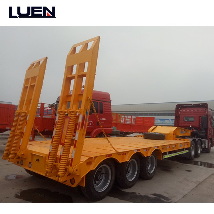 3 Axle 50t-80t Extension Low Bed Lowboy Heavy Truck Trailer Lowbed Semi Trailer with Side Wall
