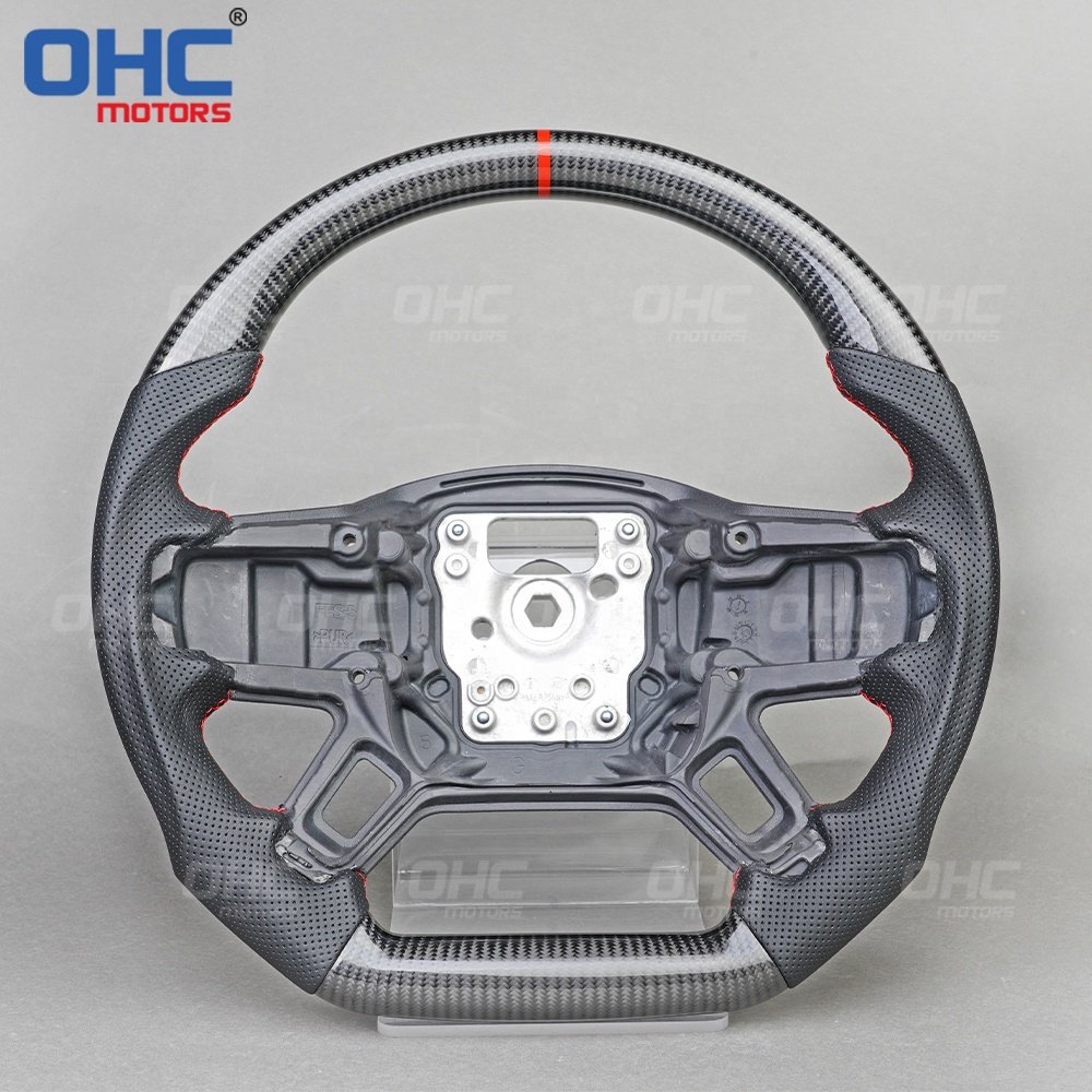 OHC MOTORS Real Carbon Fiber Steering Wheel Fit for 2020 Land Rover Defender 90 110 2020 2021 2022