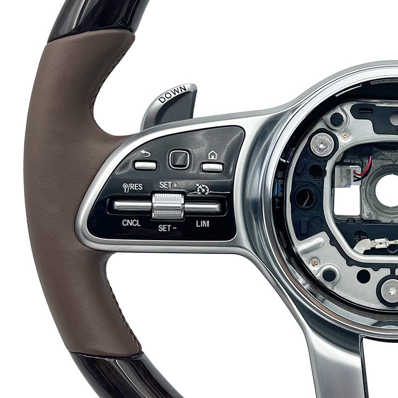 For Mercedes Benz A GLA B GLB C GLC E GLE CLS Sport Brown Leather Steering Wheel ZC-801-M24-F