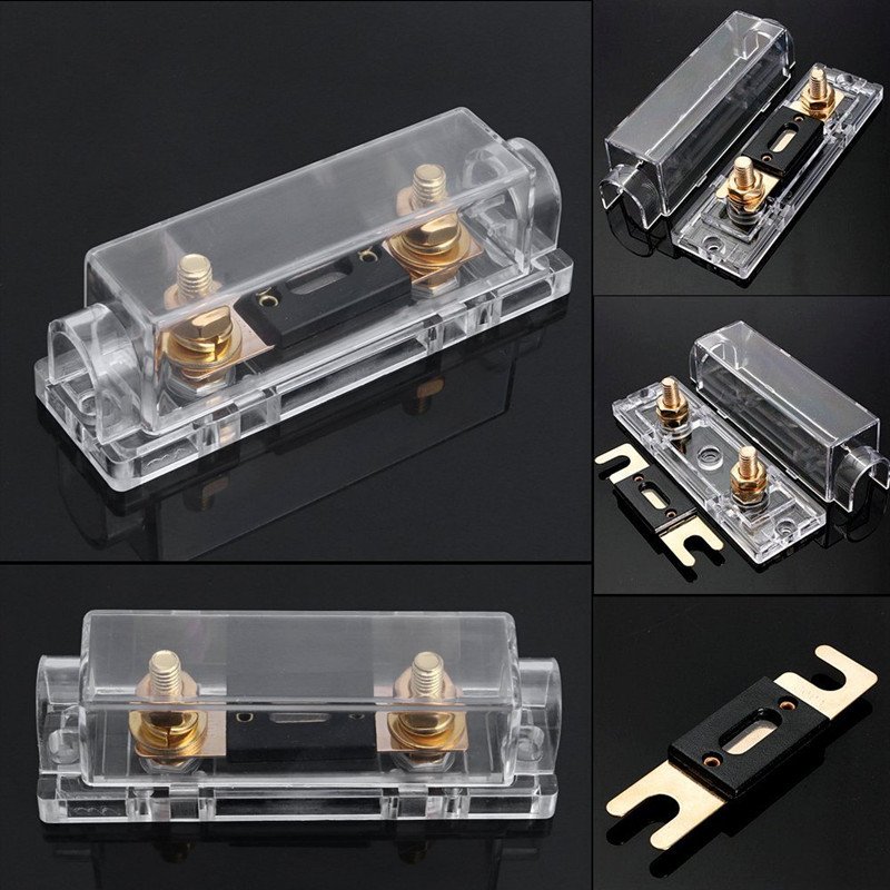 Mini Fuse Box 12v Waterproof Fuse Holder 0/2/4 Gauge 12AWG Car 500A ANL Inline Tractor Fuse Box with Transparent Cover