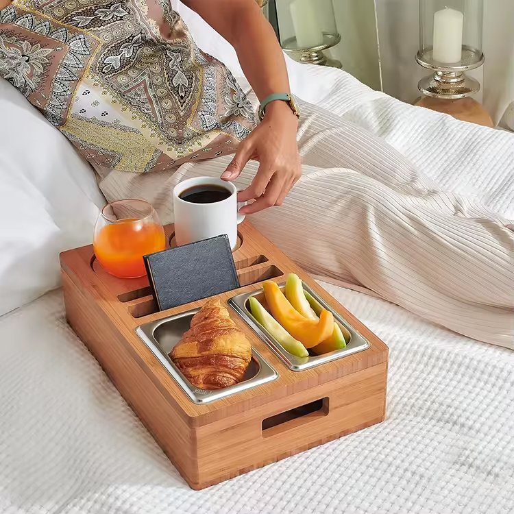 LEGEND Sofa Couch Armrest Tray Couch Console Cup Holder Organizer Buddy Snack Box Bamboo Couch Cup Holder for Home and Office
