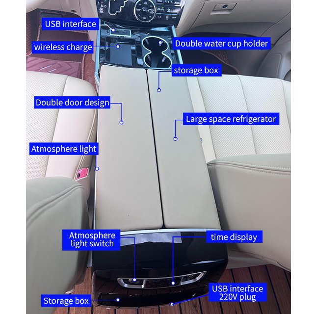 Armrest Box Storage Cassette with Wireless Charging and Refrigerator for Previa / Estima / Tarago