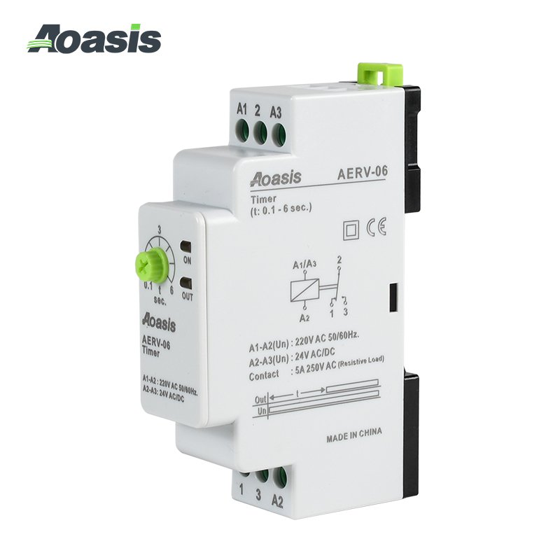 AOASIS AERV-06 Time Delay Relay 220v Single Function Timer 0.1-6s Hours Widely Use In Industrial Residential