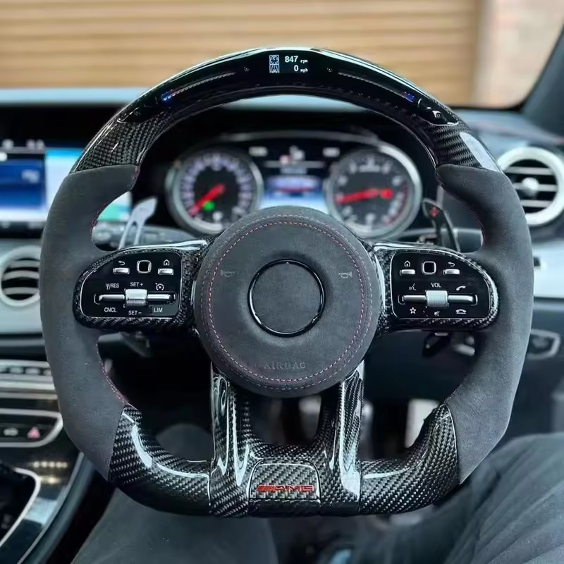 Custom Volante Lenkrad Carbon Paddle Half Alcantara LED Steering Wheel for Mercedes W205 W221 Gle Coupe W166 C292 W463 W447 Vito