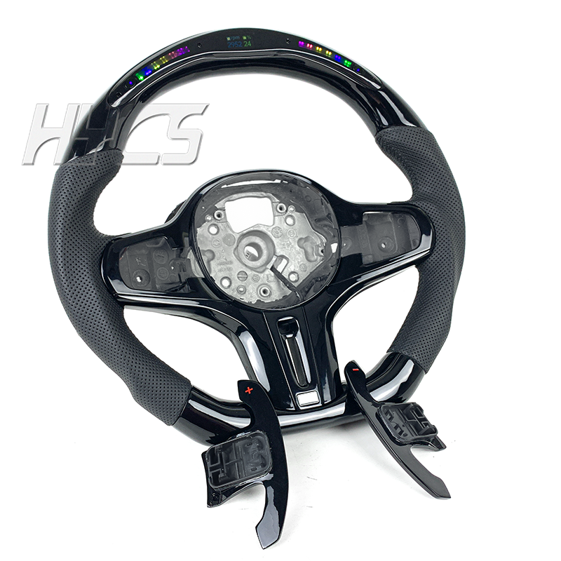 Car interior accessories LED display bright black steering wheel suitable for BMW G series steering wheel G30