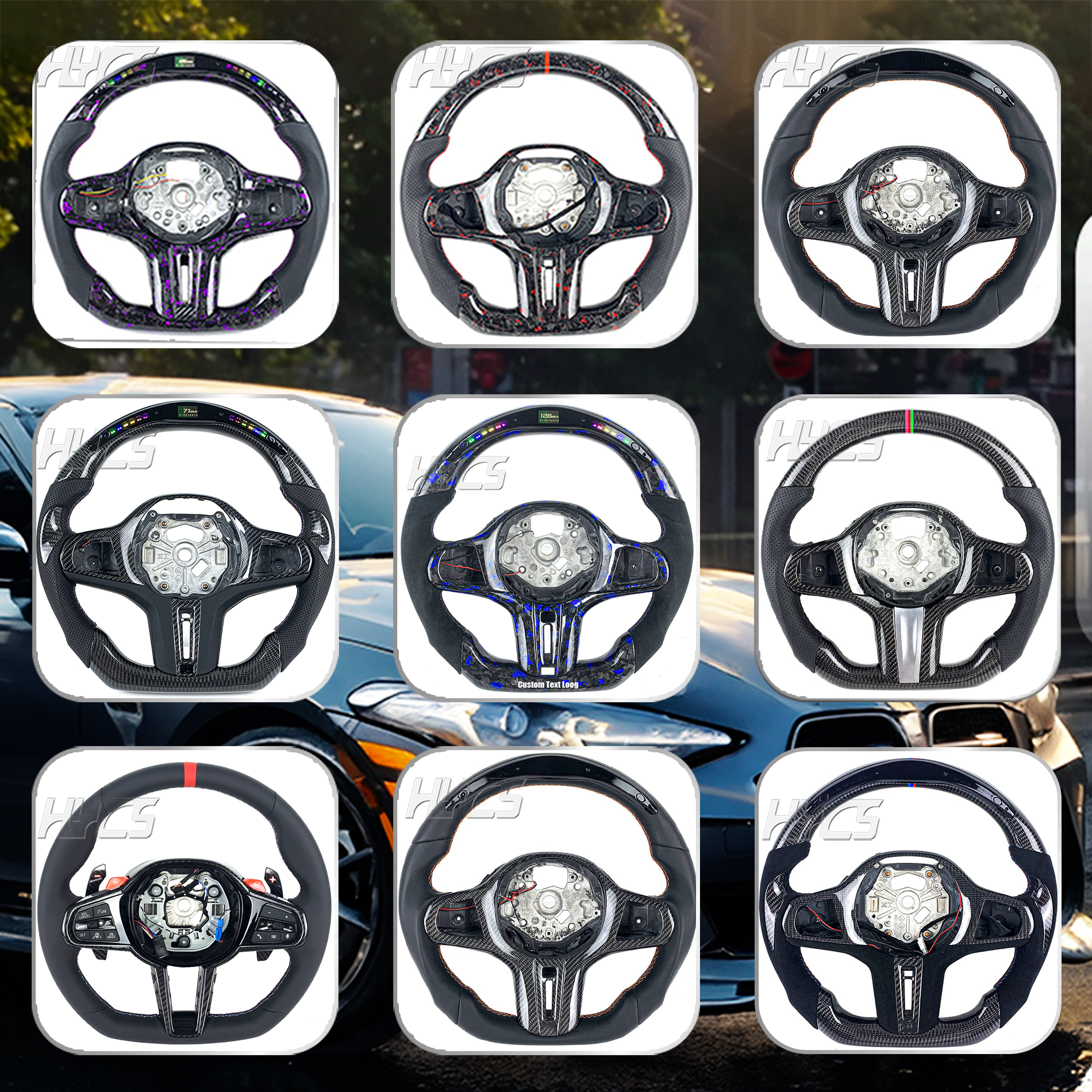 Car interior accessories LED display bright black steering wheel suitable for BMW G series steering wheel G30