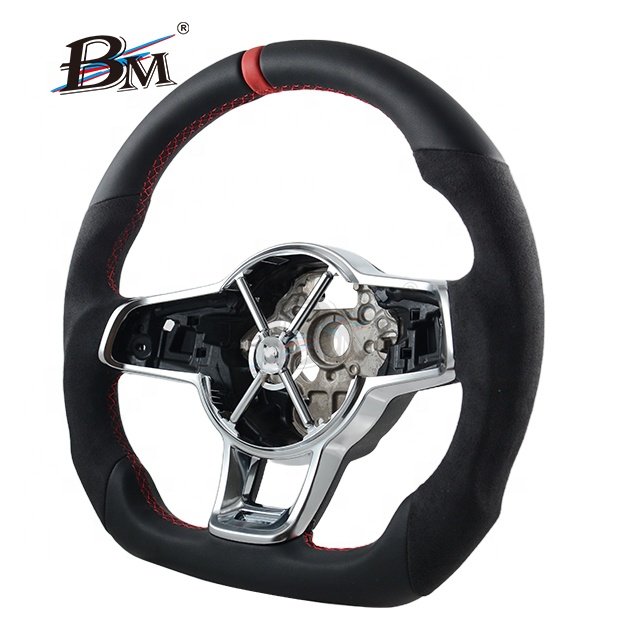 For VOLKSWAGEN Golf MK7 7.5 GTI R Series Alcantara Custom Black Leather Steering Wheels Interior Accessories 2013-2020 By BM