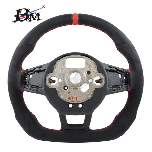 For VOLKSWAGEN Golf MK7 7.5 GTI R Series Alcantara Custom Black Leather Steering Wheels Interior Accessories 2013-2020 By BM