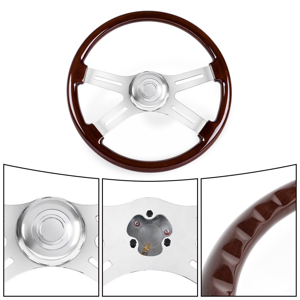 18inch 455mm Truck Steering Wheels Car Classic Mahogany Wood Steering Wheel