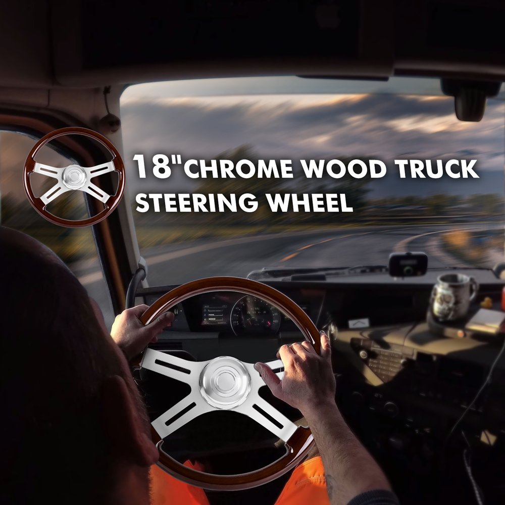 18inch 455mm Truck Steering Wheels Car Classic Mahogany Wood Steering Wheel