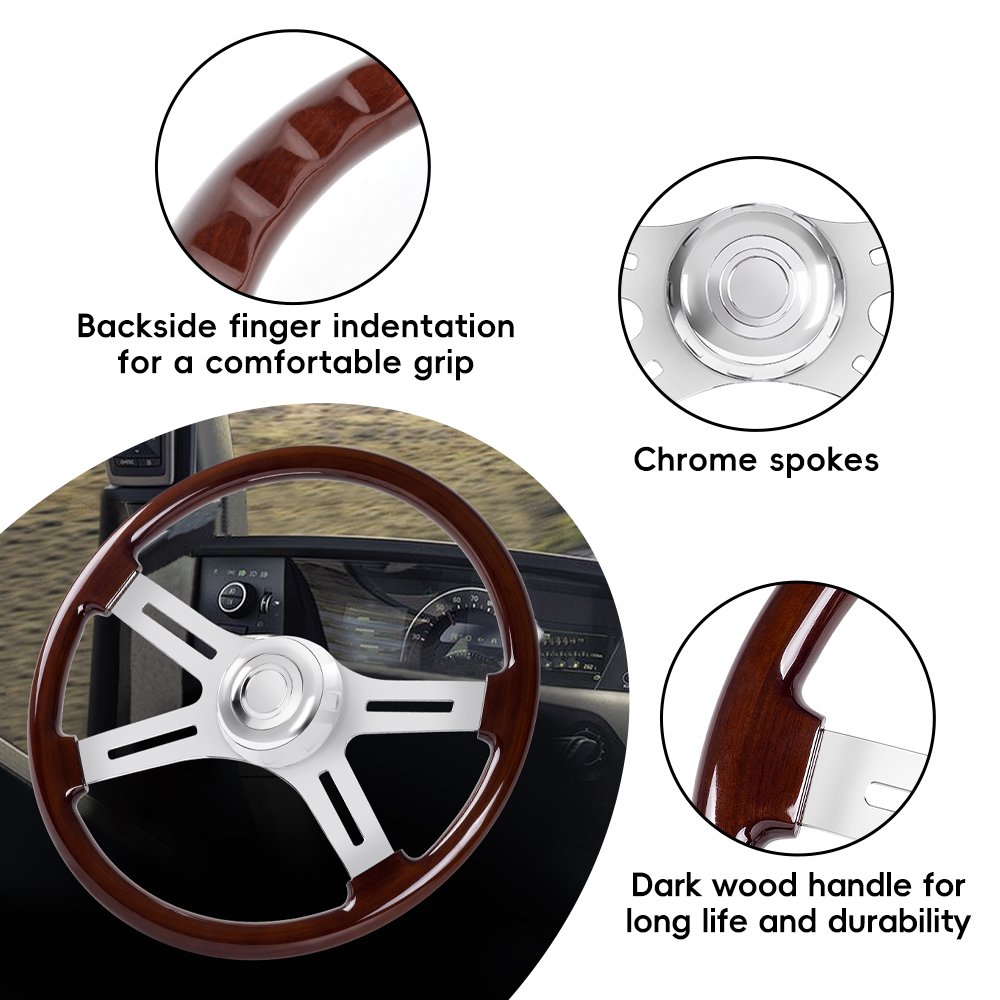 18inch 455mm Truck Steering Wheels Car Classic Mahogany Wood Steering Wheel