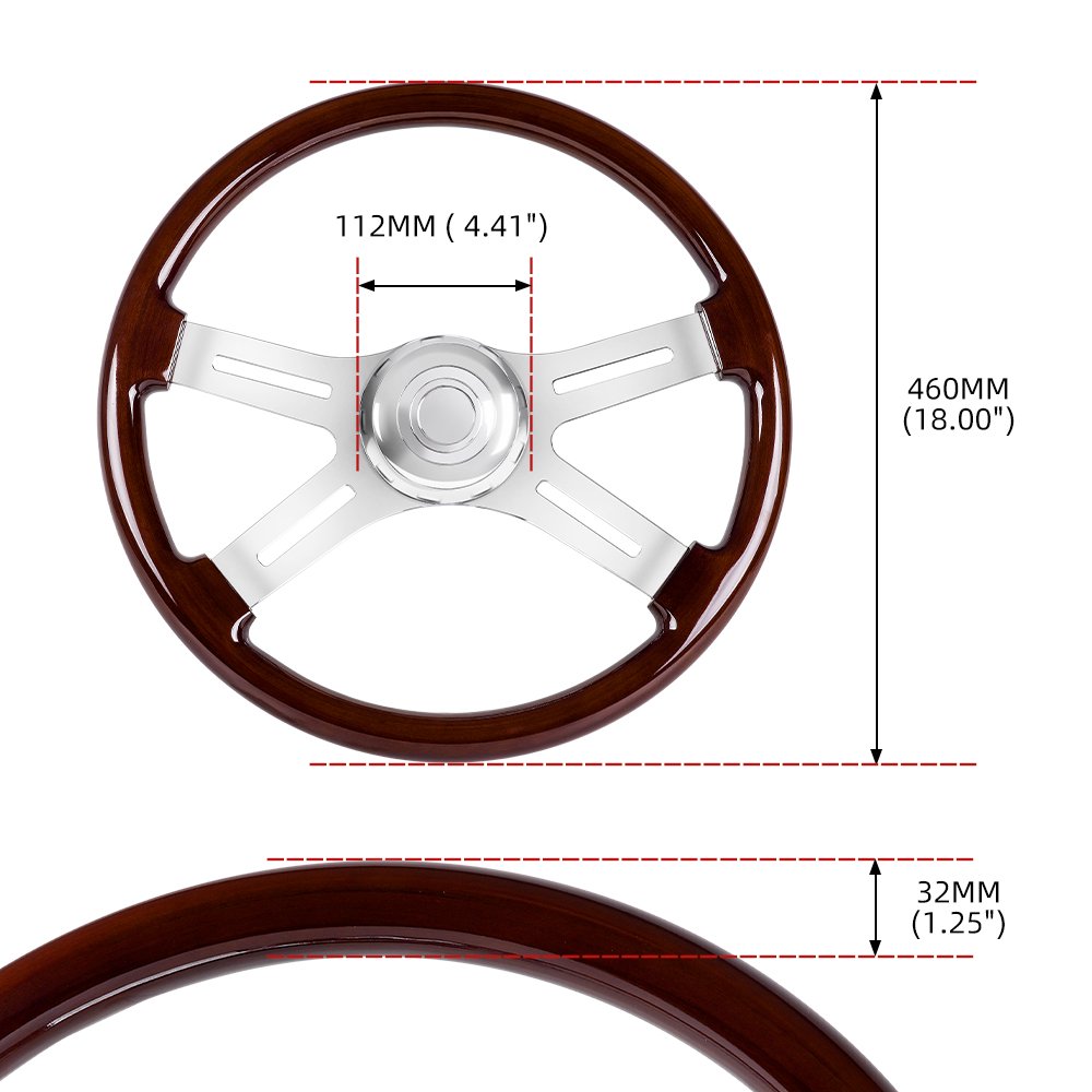 18inch 455mm Truck Steering Wheels Car Classic Mahogany Wood Steering Wheel
