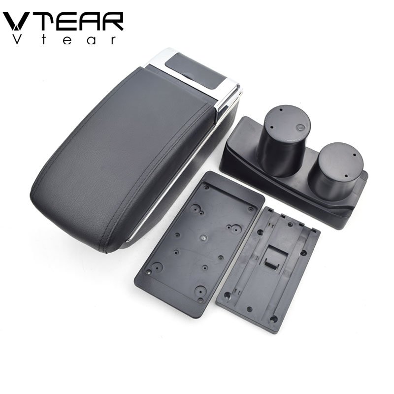 Vtear for Citroen C-elysee Armrest Leather USB Interface Storage Box Red Thread Car-styling Interior ABS Arm Rest Accessories