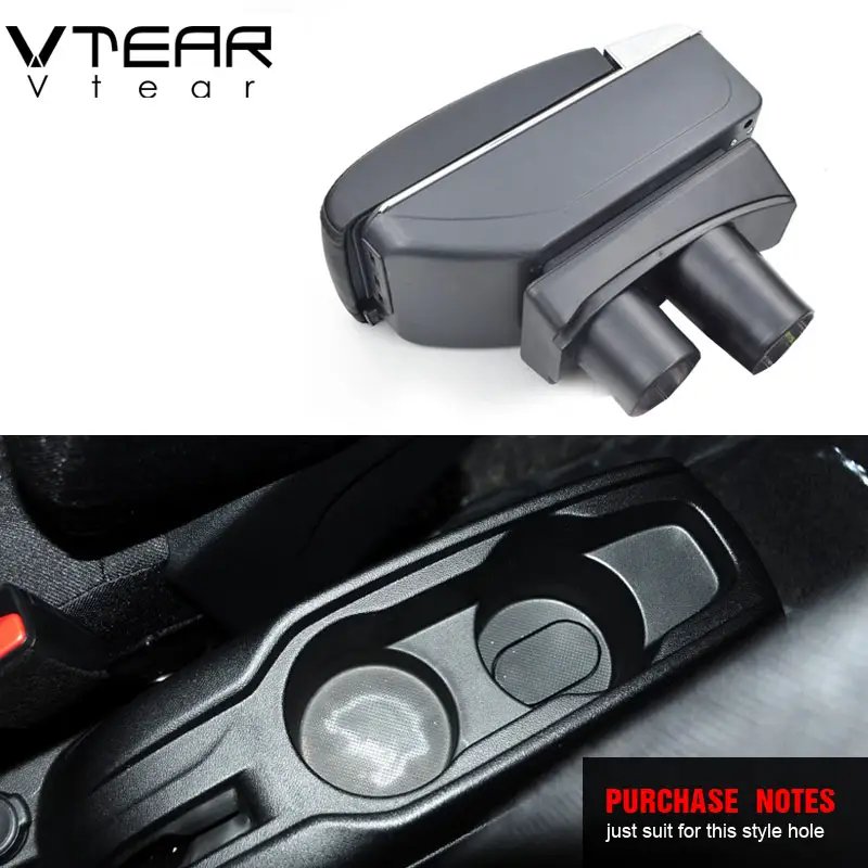 Vtear for Citroen C-elysee Armrest Leather USB Interface Storage Box Red Thread Car-styling Interior ABS Arm Rest Accessories