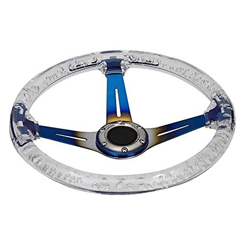 Universal 14 Inch burnt blue Neo chrome Bracket clear Acrylic Car Racing Drifting Steering Wheel