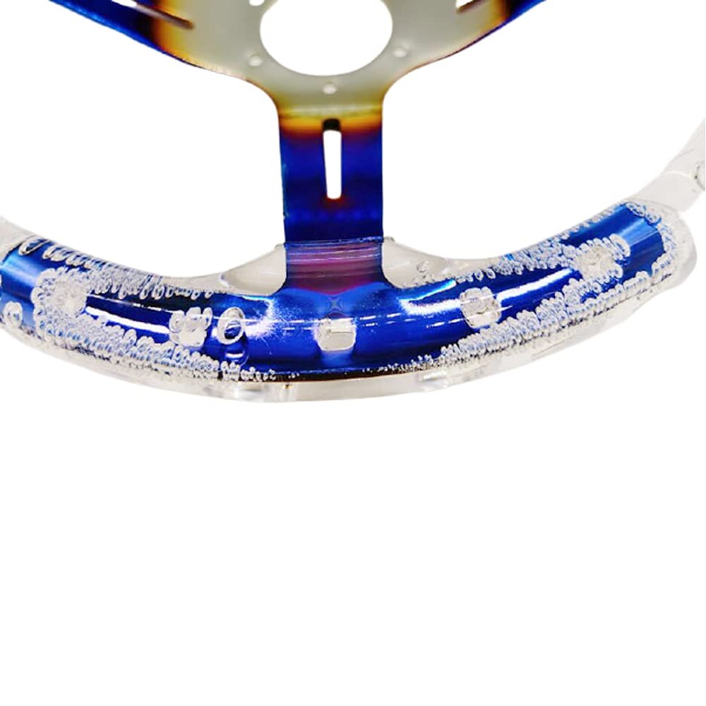 Universal 14 Inch burnt blue Neo chrome Bracket clear Acrylic Car Racing Drifting Steering Wheel