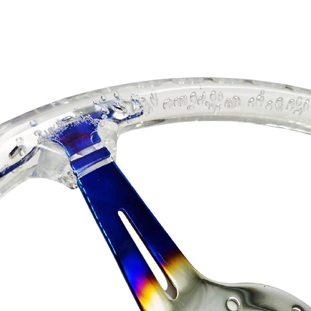 Universal 14 Inch burnt blue Neo chrome Bracket clear Acrylic Car Racing Drifting Steering Wheel