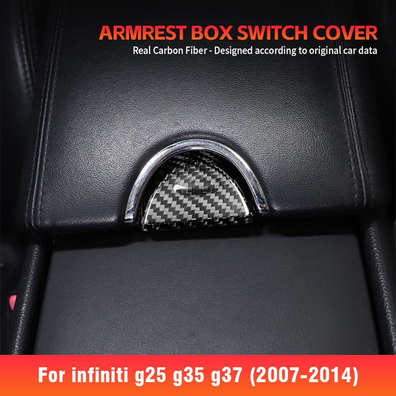 Shasha Carbon Car Interior Accessories Carbon Fiber Armrest Box Switch Cover for Infiniti G25 G35 G37 2007-2014