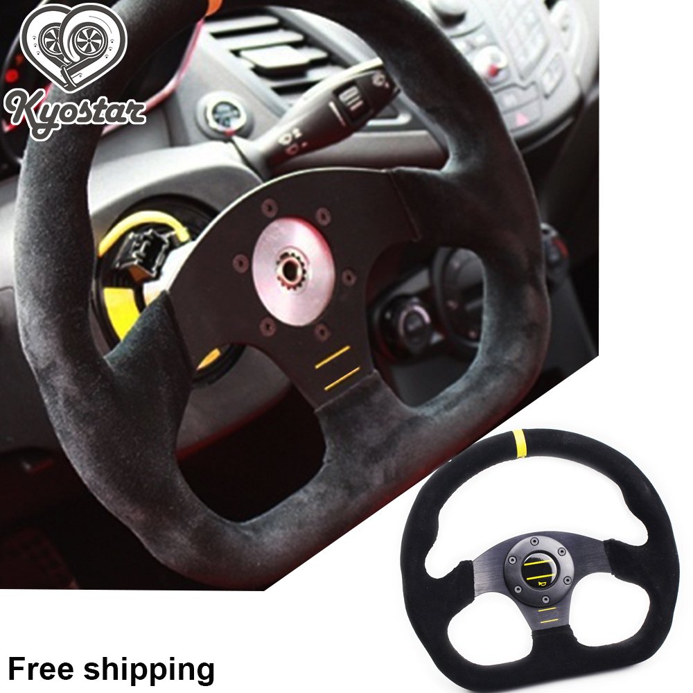 Universal Racing Sports Car 325mm Flat Drift Leather Suede Steering Wheel