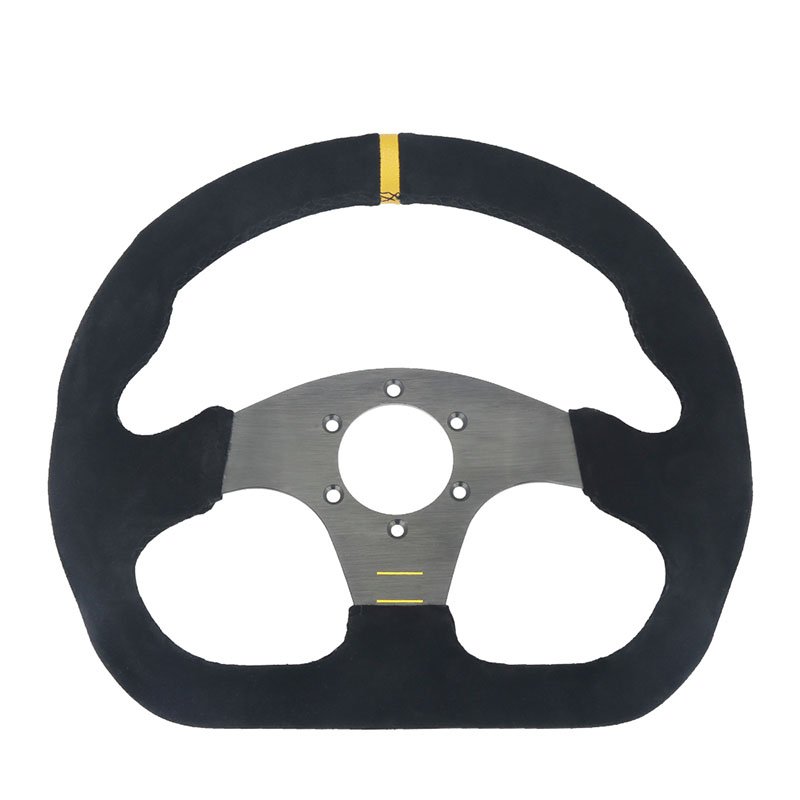 Universal Racing Sports Car 325mm Flat Drift Leather Suede Steering Wheel