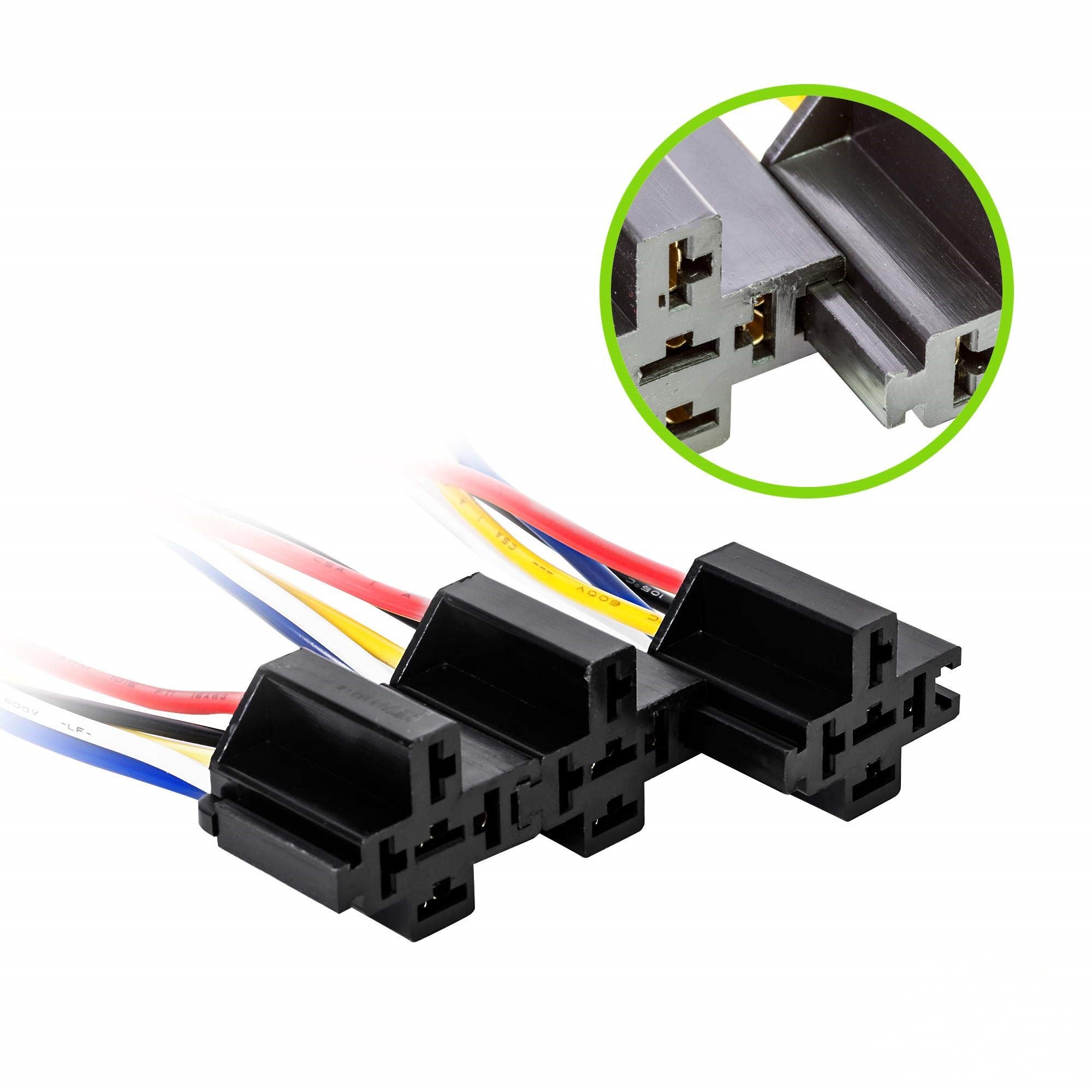 Musuha 5P Automotive Relay Socket Harness 12V DC 5-PIN SPDT High-quality Car Auto Relay Socket Plastic 5 Wire
