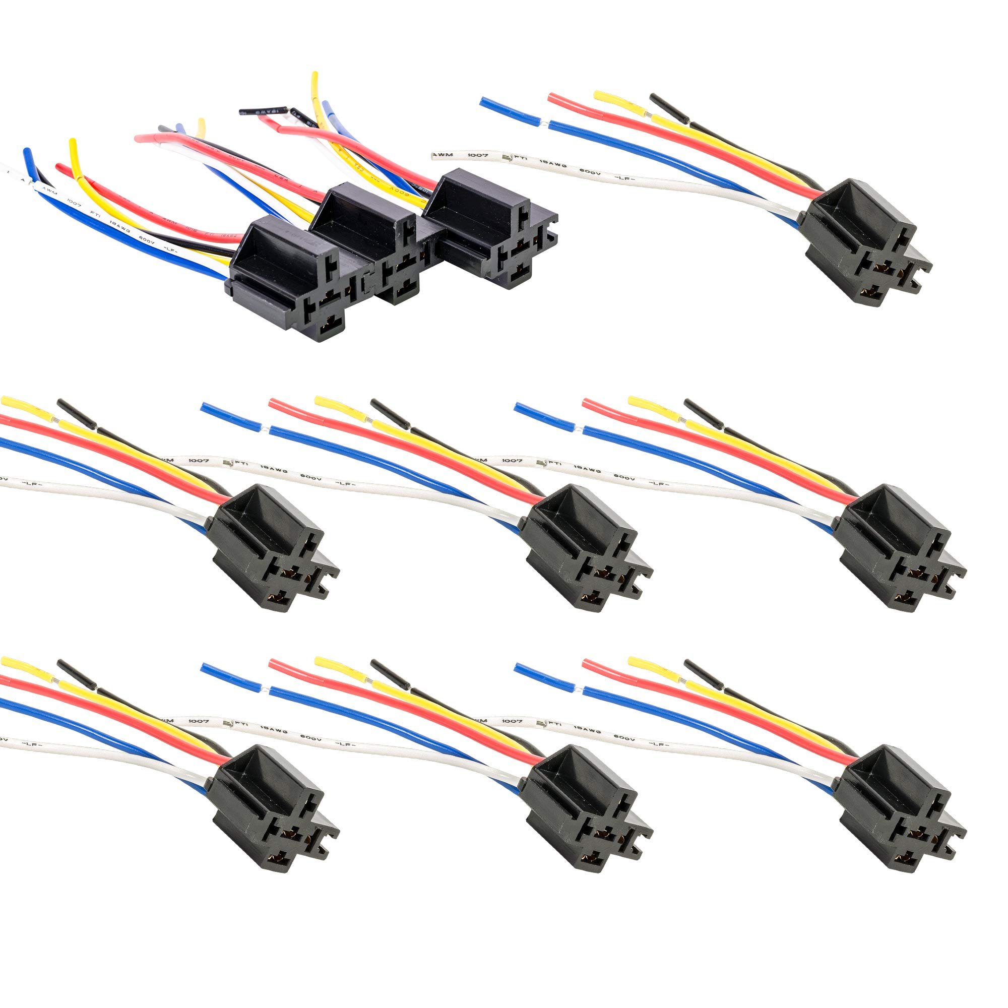 Musuha 5P Automotive Relay Socket Harness 12V DC 5-PIN SPDT High-quality Car Auto Relay Socket Plastic 5 Wire