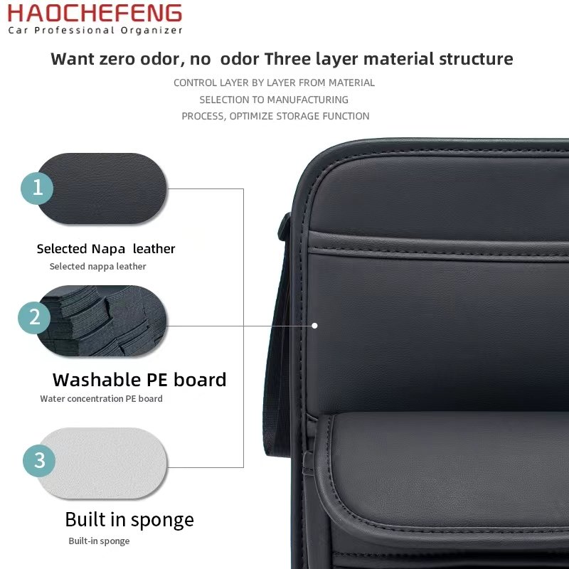 Haochefeng New Car Armrest Box Storage Leather Auto Middle Hanging Bag Multifunctional Central Control Tissue Box Organizer