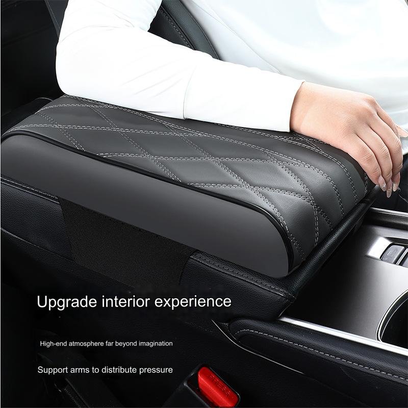 Memory Foam Leather Arm Rest Covering Extender Cushion Protector Pu Leather Armrest Box Mat Car Center Console Cover