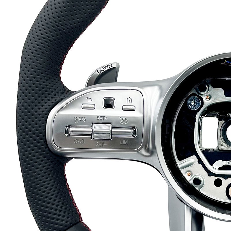 Customized leather red label handle with full hole modification steering wheel for Mercedes Benz C GLC E S CLS AMG ZC-809-P5-GW