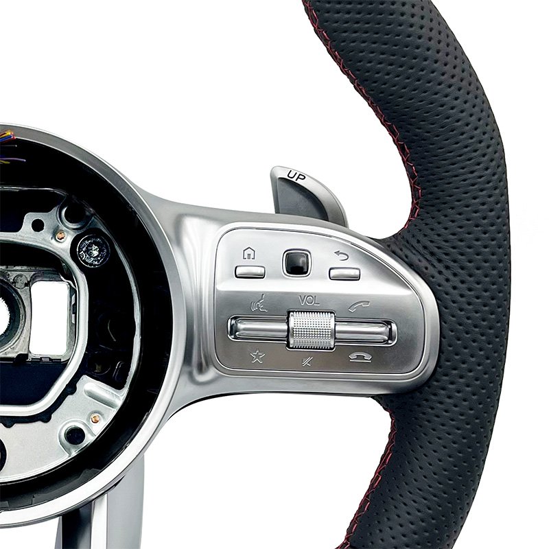 Customized leather red label handle with full hole modification steering wheel for Mercedes Benz C GLC E S CLS AMG ZC-809-P5-GW