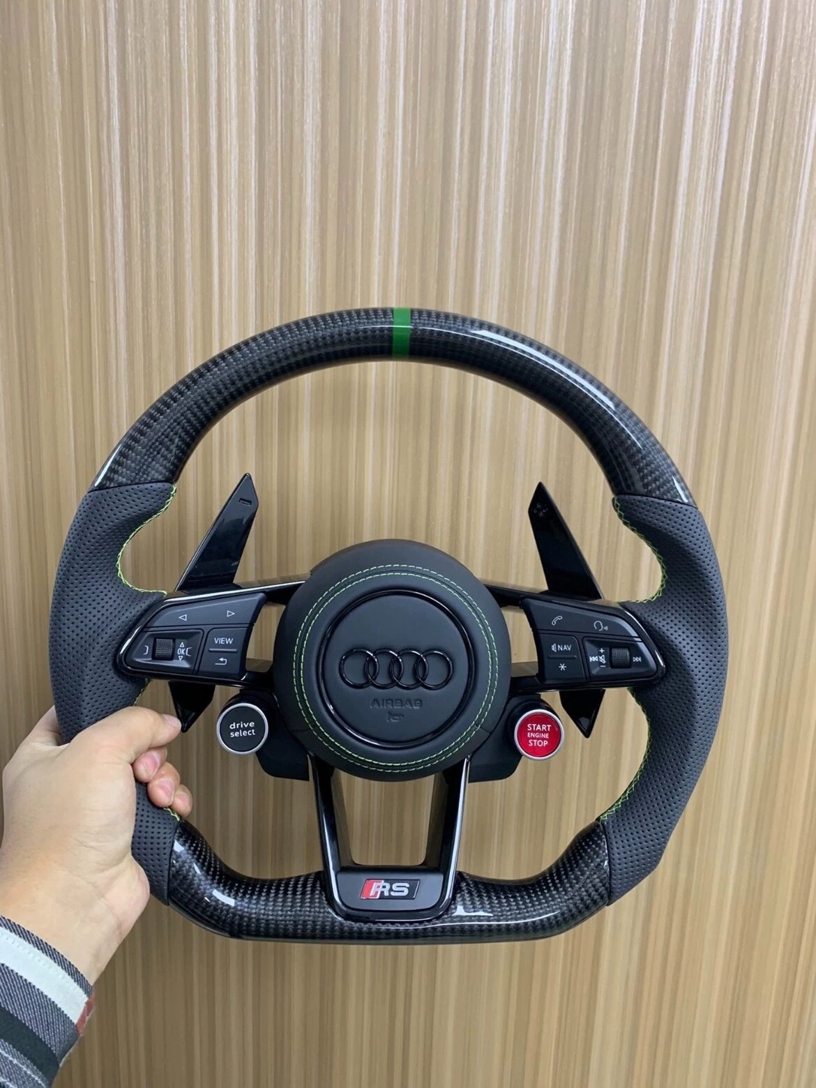 Real carbon Fiber Flat Sport Steering Wheel For Audi 2016-2023 TT TTS R8
