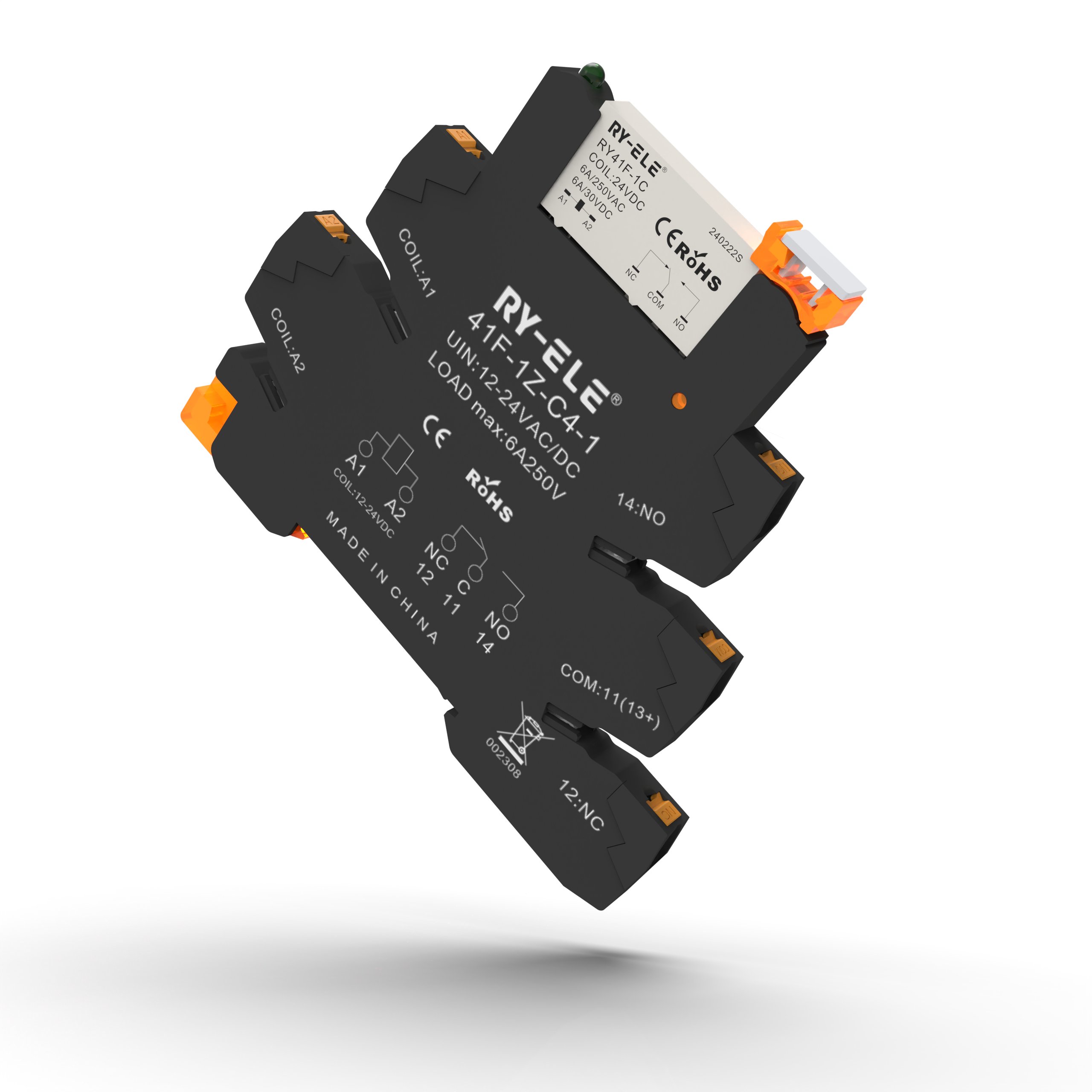 Ultra-Thin Electromagnetic Relays with LED 6A 12v 5v 24v Wafer Relay 24v Din Rail Relay and Socket