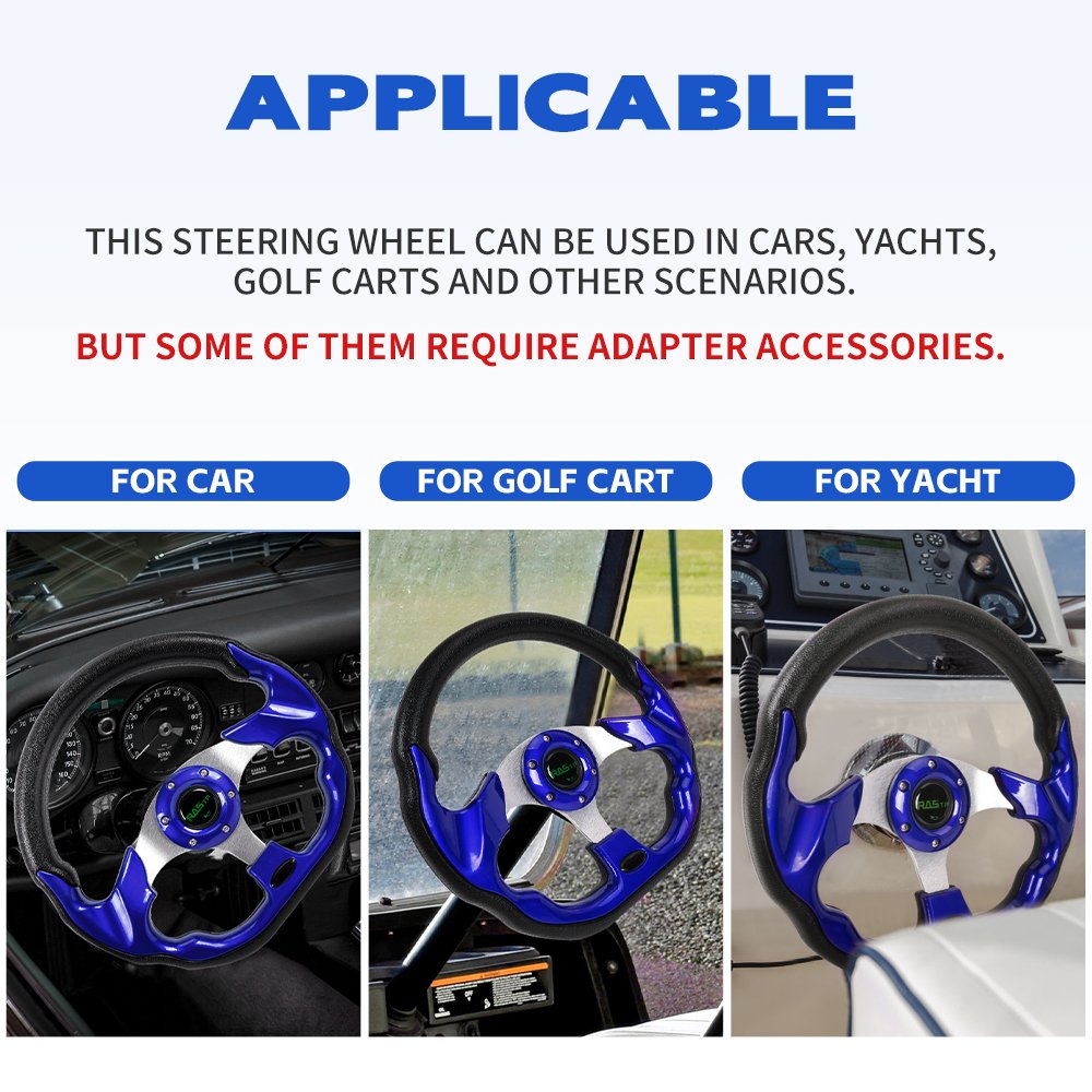 320mm Racing Flat Steering Wheel Golf Carts Karting Auto Universal Drifting PU Steering Wheel