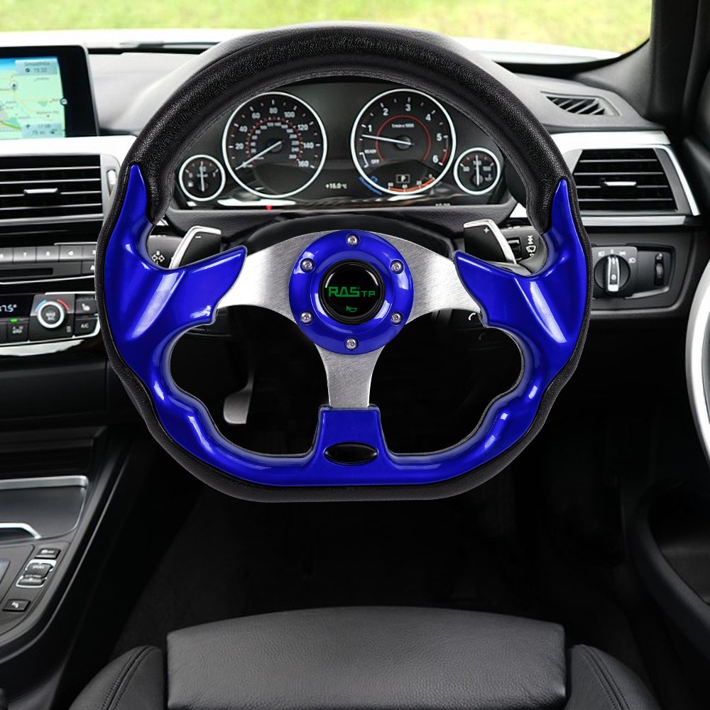 320mm Racing Flat Steering Wheel Golf Carts Karting Auto Universal Drifting PU Steering Wheel
