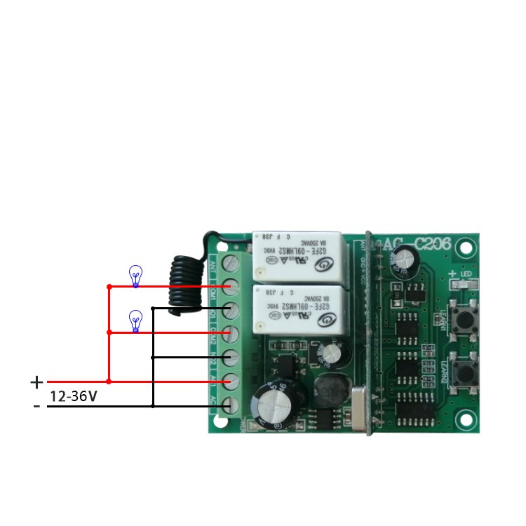 DC 12V - 24V Rolling Fixed Code Receiver Garage Gate Remote Control Switch