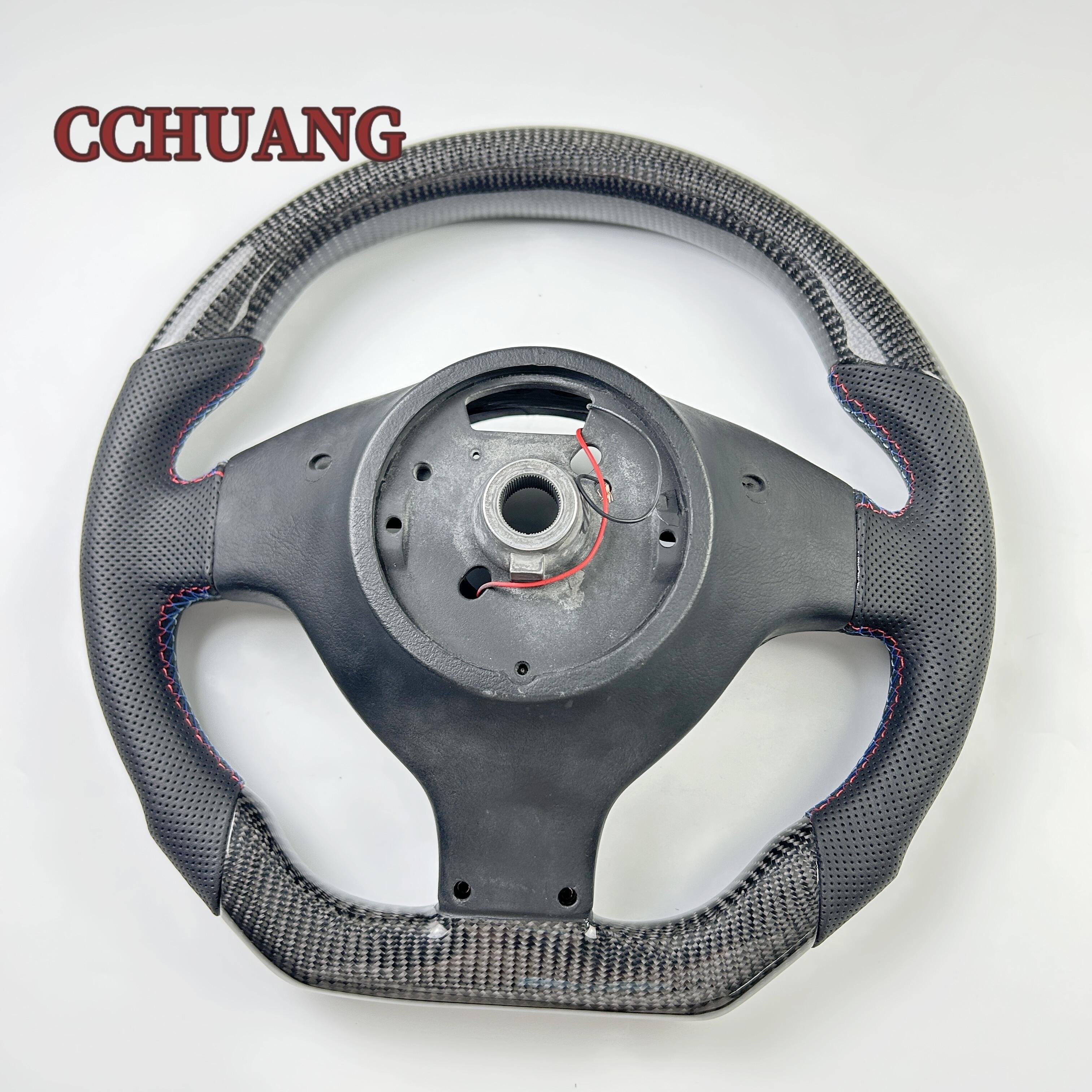 Wholesale leather car steering wheel fits b-mw E46 m3 car carbon fiber steering wheel shift light LED racing steering wheel