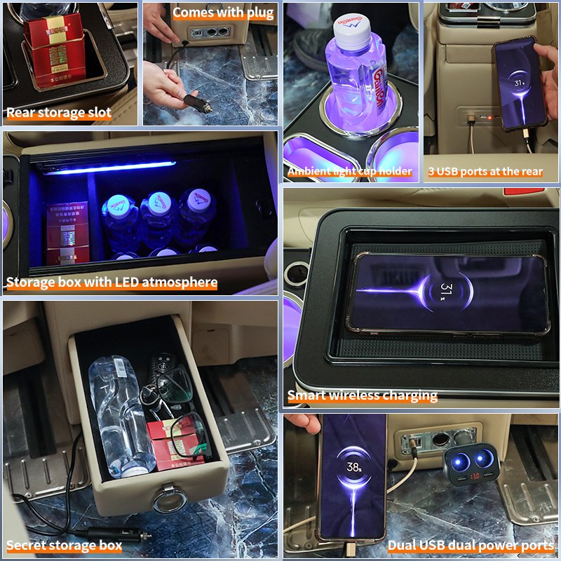 Usb Charging Armrest Suitable for Commercial Vehicles in the Row of High Quality Handrail Box 18cm Made in China
