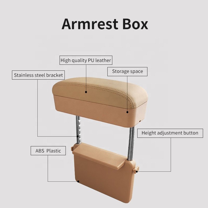Anjuny Adjustable Comfortable Arm Rest Pads Car Armrest Storage Box Fit for Universal Car