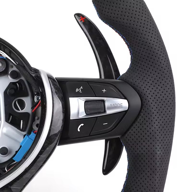 With LED M Sport Forged Carbon Fiber Steering WHeel for BMW F30 F10 M5 F90 F20 X5 E70 X6 X6M E71 E46 M3 E39 E60 E92 M4 G20 G30