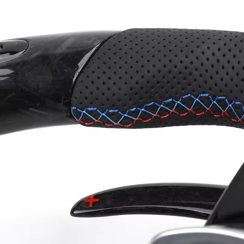 With LED M Sport Forged Carbon Fiber Steering WHeel for BMW F30 F10 M5 F90 F20 X5 E70 X6 X6M E71 E46 M3 E39 E60 E92 M4 G20 G30