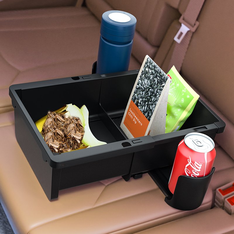 Multifunctional Universal Car Armrest Storage Box Organizer with Cup Holder for Paper Towels Cellphones Water Cup Drink