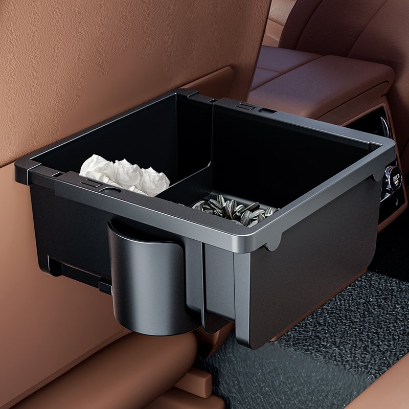 Multifunctional Universal Car Armrest Storage Box Organizer with Cup Holder for Paper Towels Cellphones Water Cup Drink