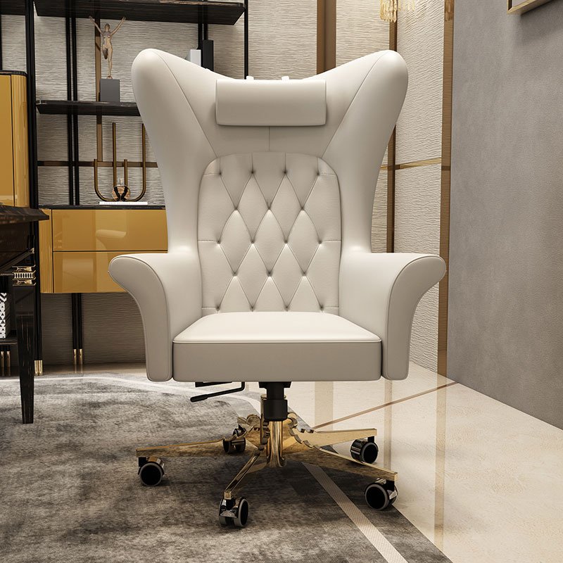 Top Luxury Office Furniture Ceo/boss/ Manager Rotary Lift Adjustable Genuine Leather White Armrest Office Chair